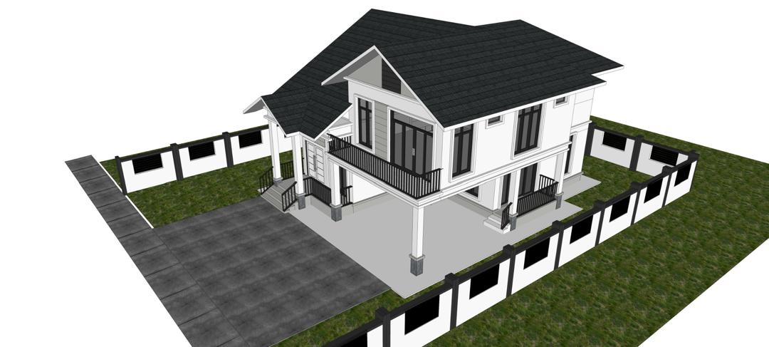 Render 3D pandangan udara