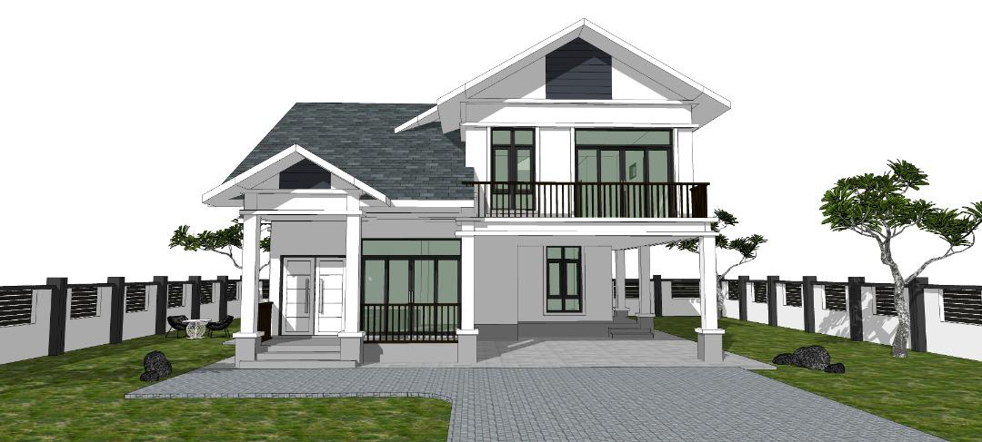 Render hadapan rumah banglo
